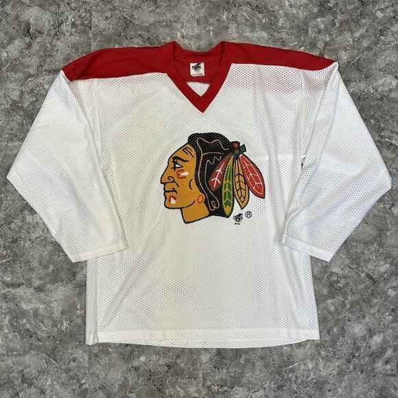 Vintage Chicago Blackhawks Ravens Size XL Jersey Made in Canada  Red Black White - Picture 1 of 6